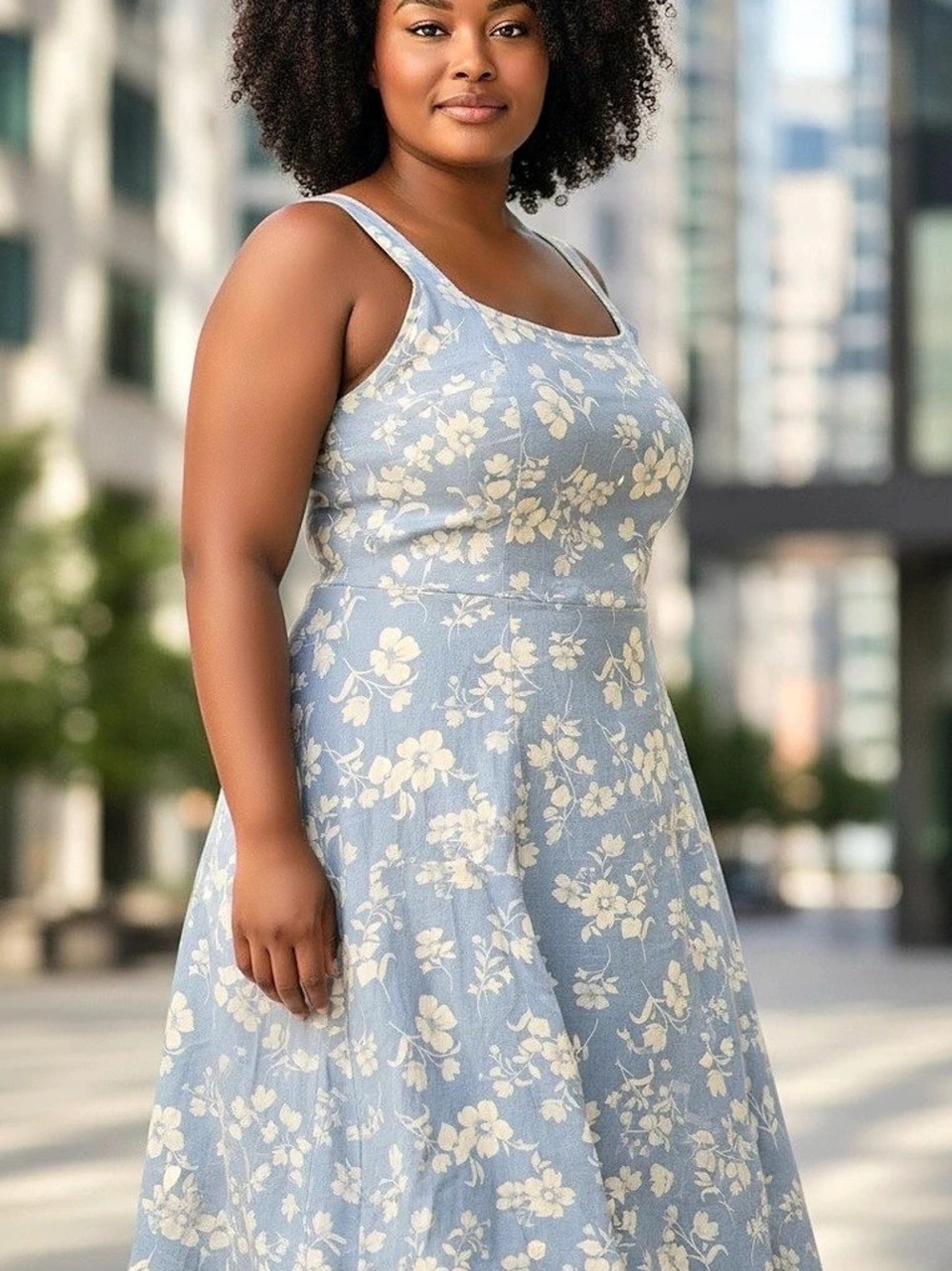 Old Navy Floral Midi Dress in Blue & Yellow Size XXL NWT